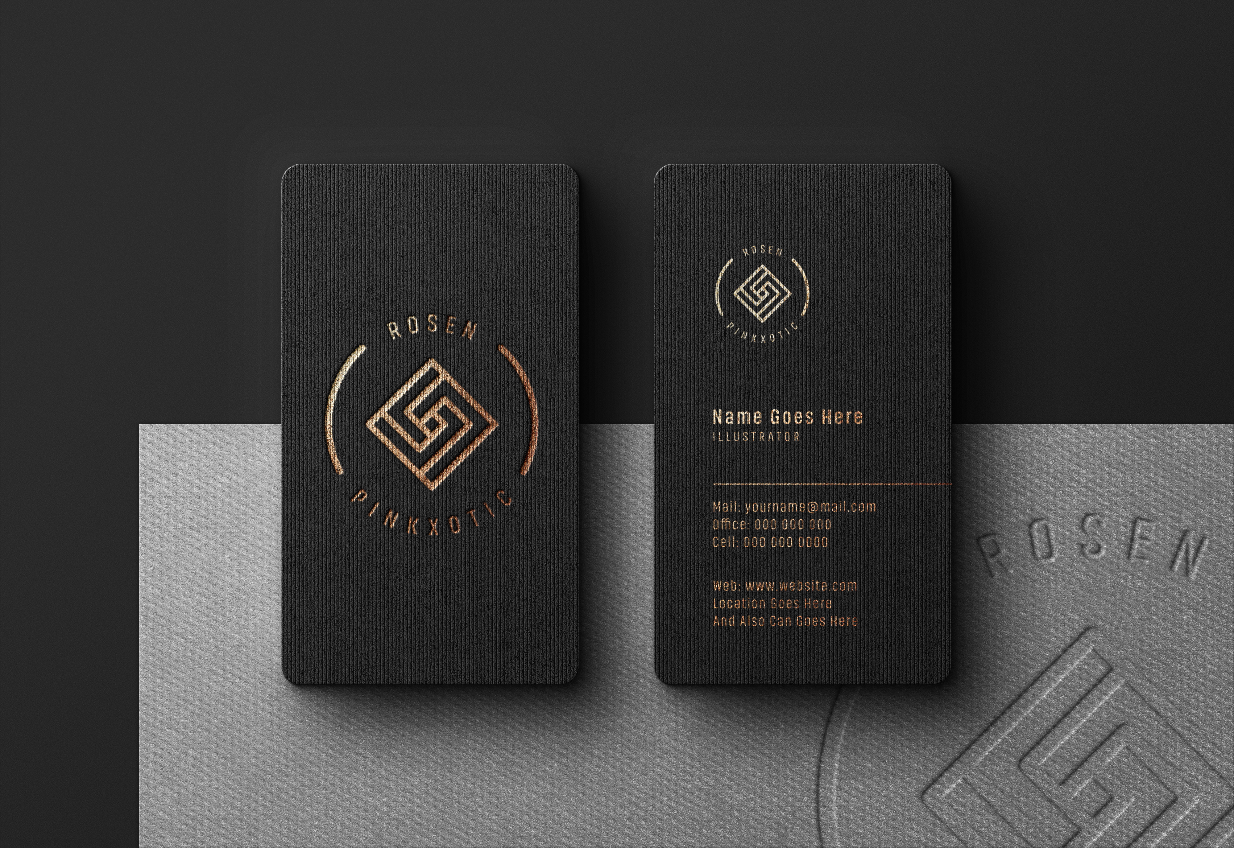高端黑色系名片LOGO印刷工艺样机烫金与压印样机 第113期