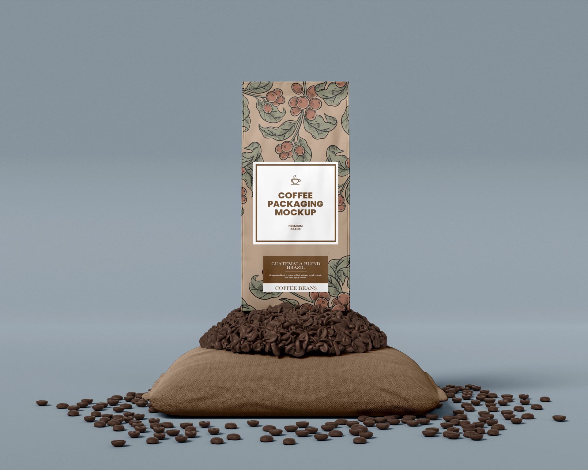 创意咖啡品牌包装袋纸袋自封袋纸杯吸管茶杯样机贴图 第175期