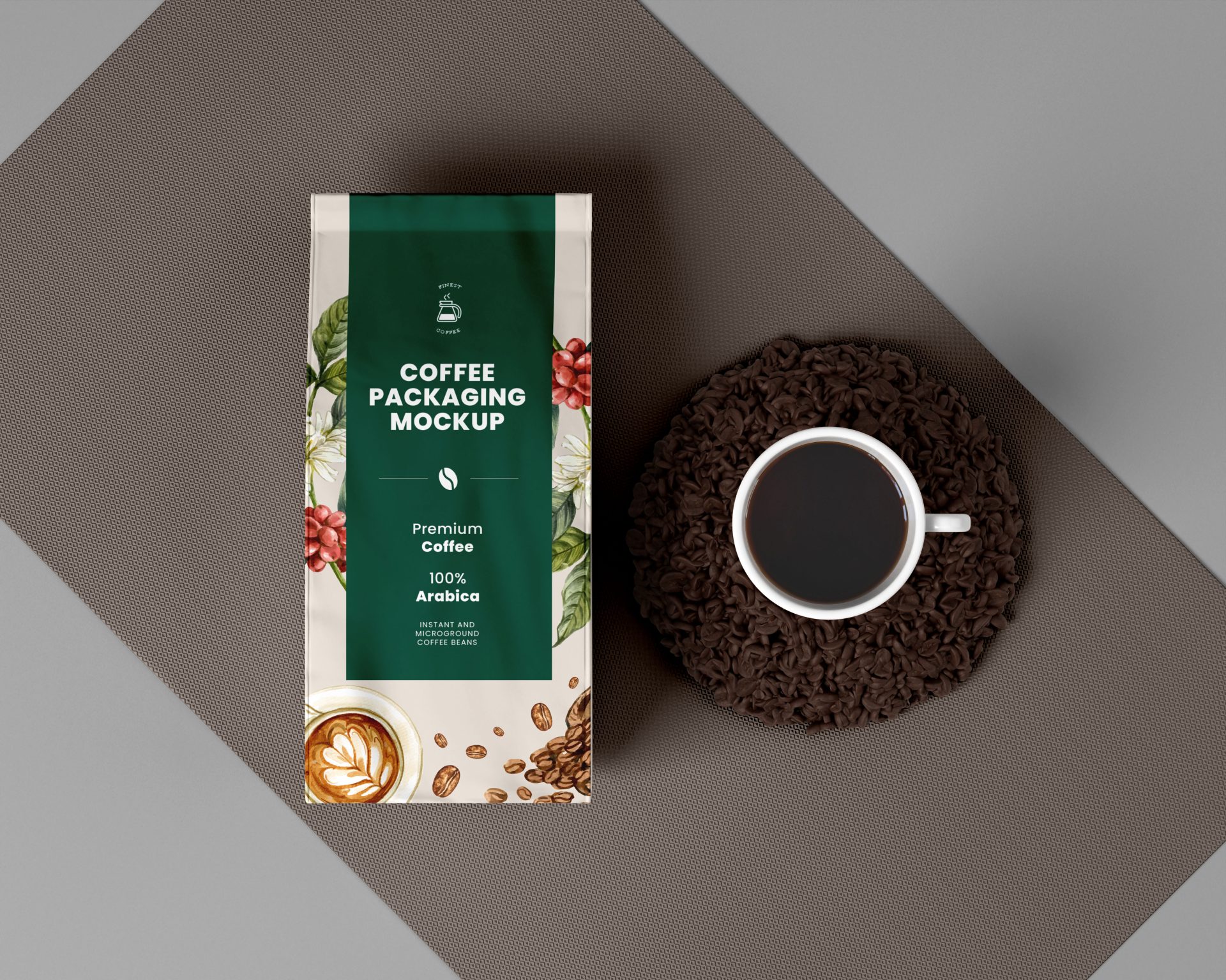 创意咖啡品牌包装袋纸袋自封袋纸杯吸管茶杯样机贴图 第175期