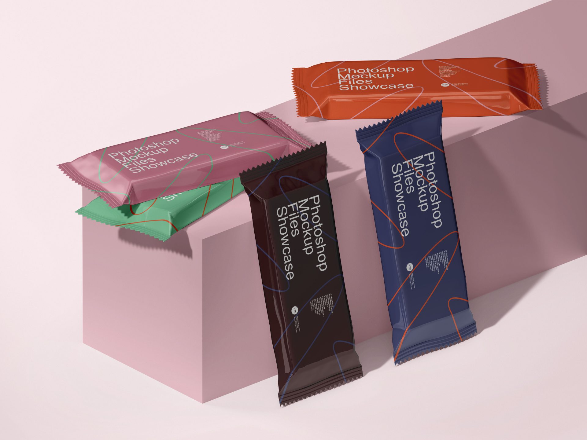 创意简约多角度零食小吃小包装袋塑料袋样机贴图。第177期